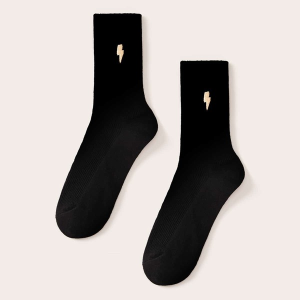 

1pair Thunder Embroidery Socks