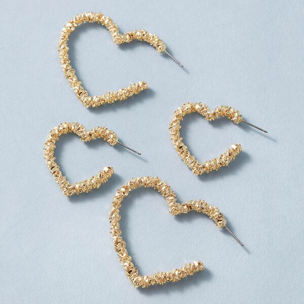 

Серьги-кольца с сердечком 2 пары, Золотистый