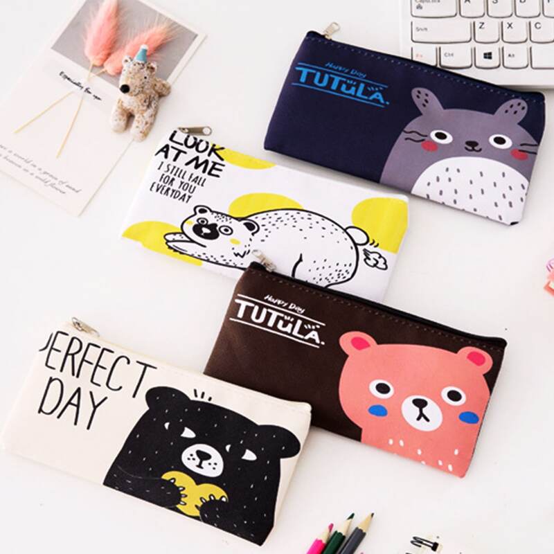 

1pc Random Cartoon Animal Print Pencil Case