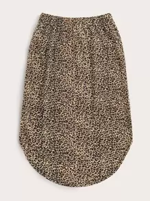 SHEIN Leopard Print High-Low Midi Skirt - Multicolor - View 2
