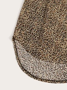 SHEIN Leopard Print High-Low Midi Skirt - Multicolor - View 4