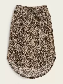 SHEIN Leopard Print High-Low Midi Skirt - Multicolor - View 5
