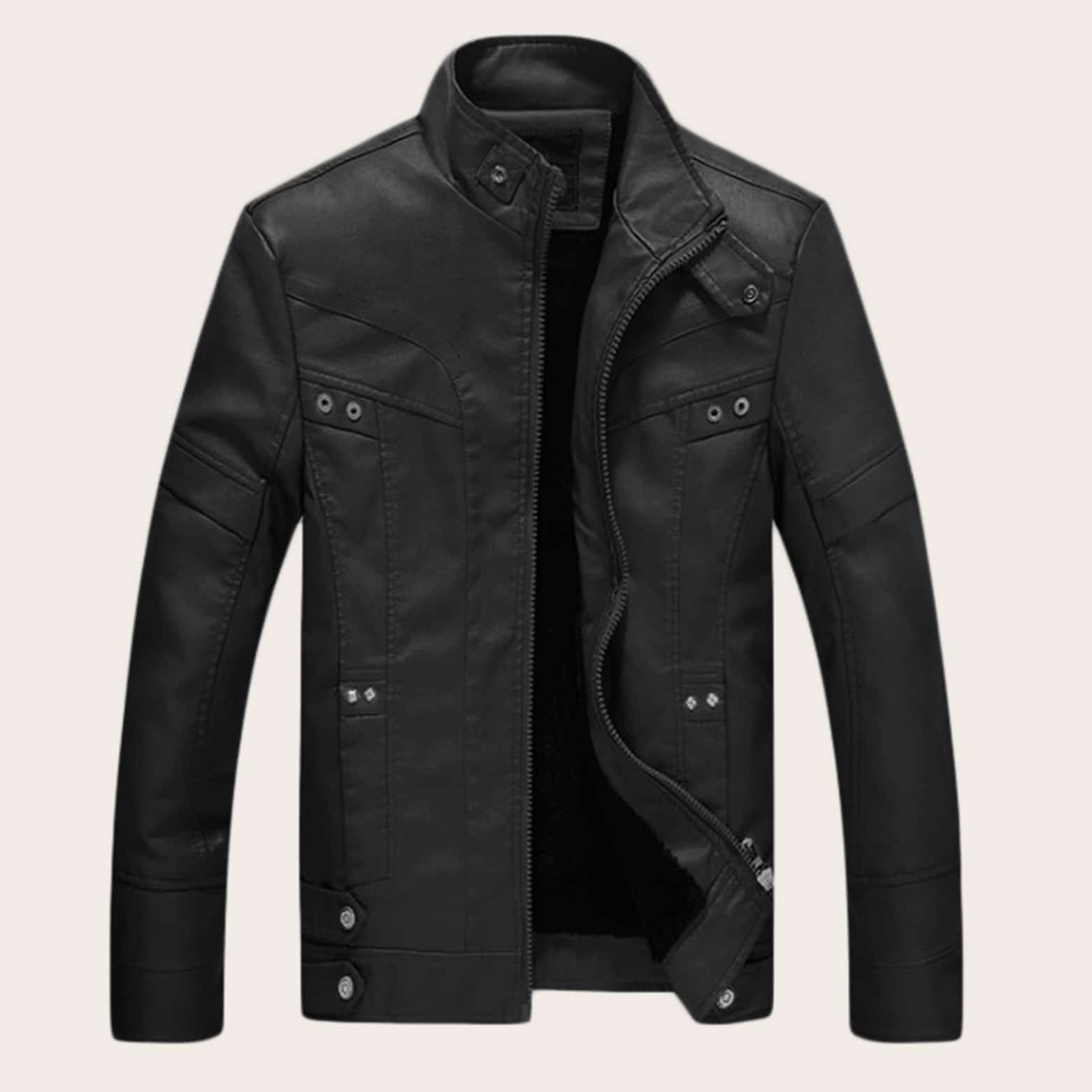 

Guys Solid Zip-up PU Jacket, Black