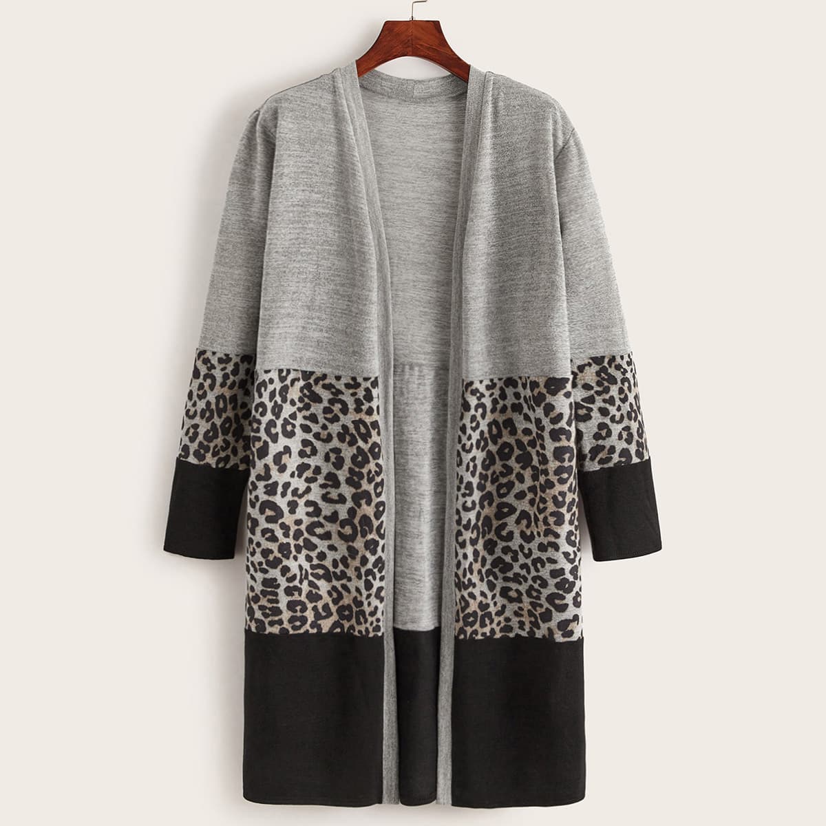 

Cut And Sew Leopard Pattern Midi Cardigan, Multicolor