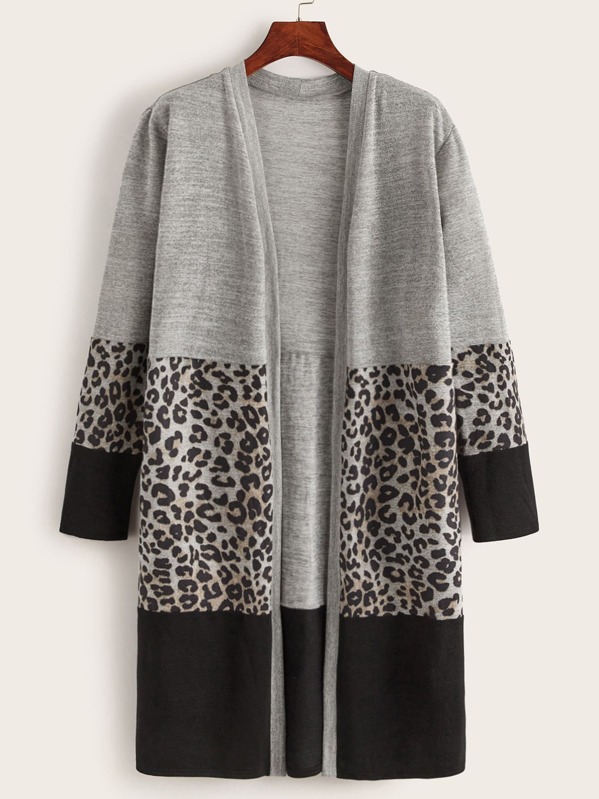

Cut And Sew Leopard Pattern Midi Cardigan, Multicolor, Vlada