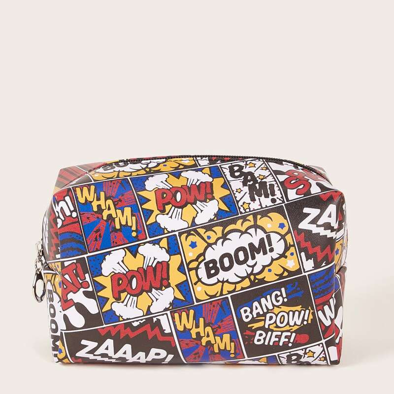 

Slogan Graphic Makeup Bag, Multicolor