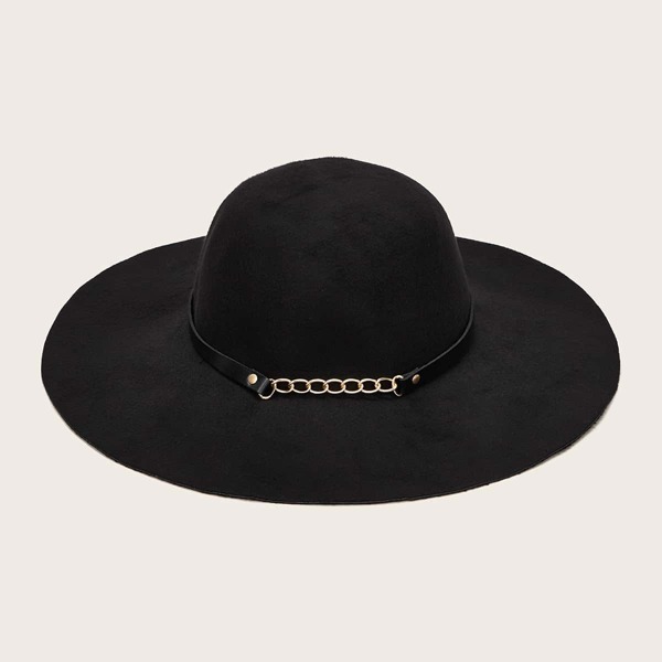 

Chain Decor Floppy Hat, Black