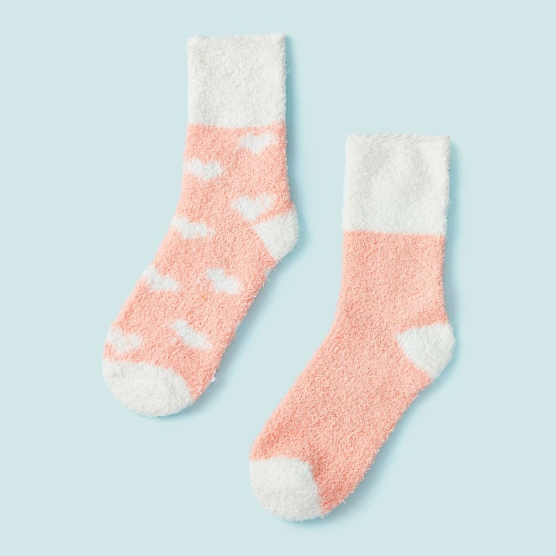 

1pair Two Tone Fluffy Socks, Multicolor