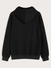 Manfinity Men Figure Graphic Drawstring Hoodie - Black - View 2