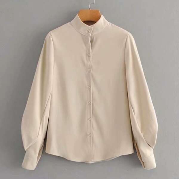 

Bishop Sleeve Stand Collar Blouse