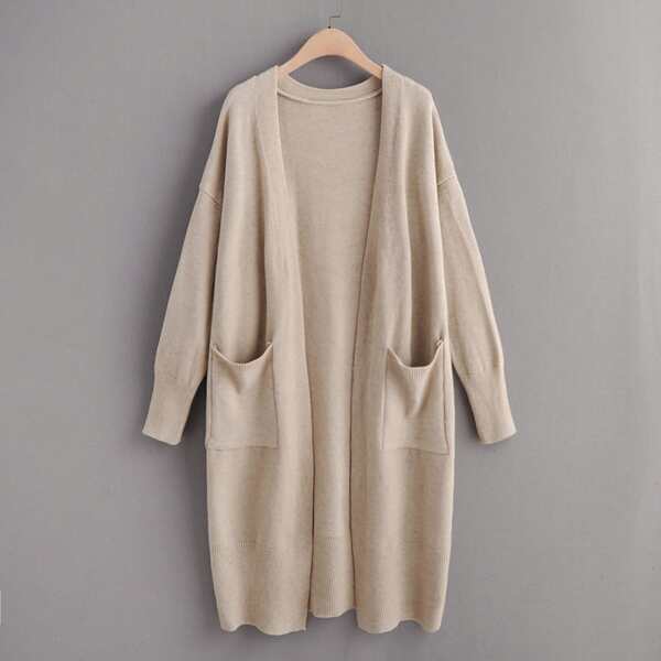 

Drop Shoulder Dual Pocket Cardigan, Khaki