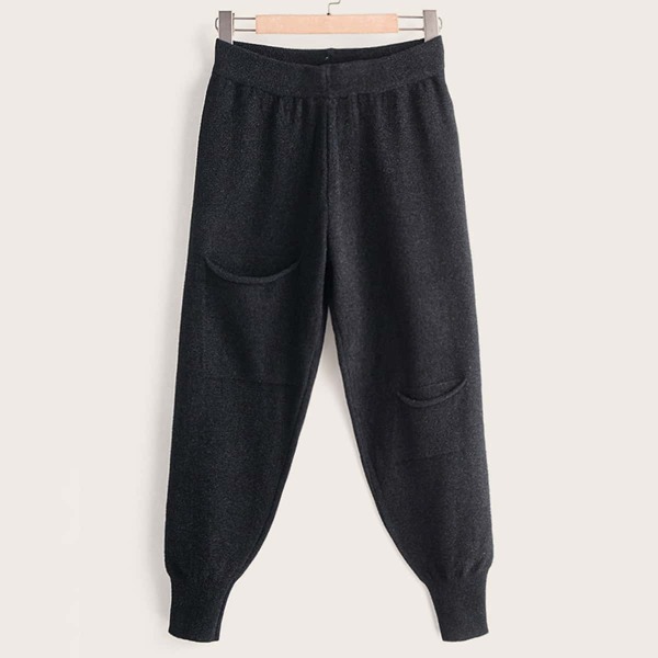 

Pocket Front Carrot Sweater Pants, Black