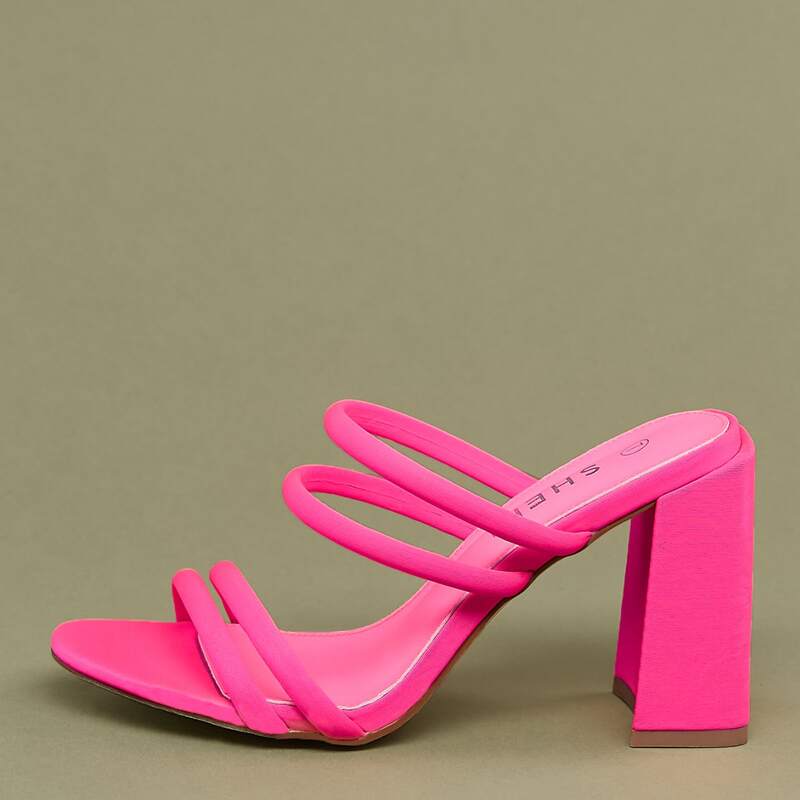 

Neon Multi Strap Chunky Heel Sandals, Pink bright