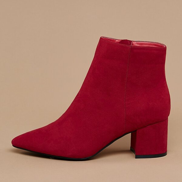 

Pointed Toe Block Heel Ankle Boots, Burgundy