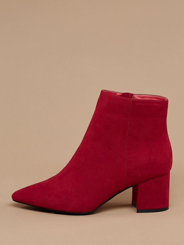 

Pointed Toe Block Heel Ankle Boots, Burgundy
