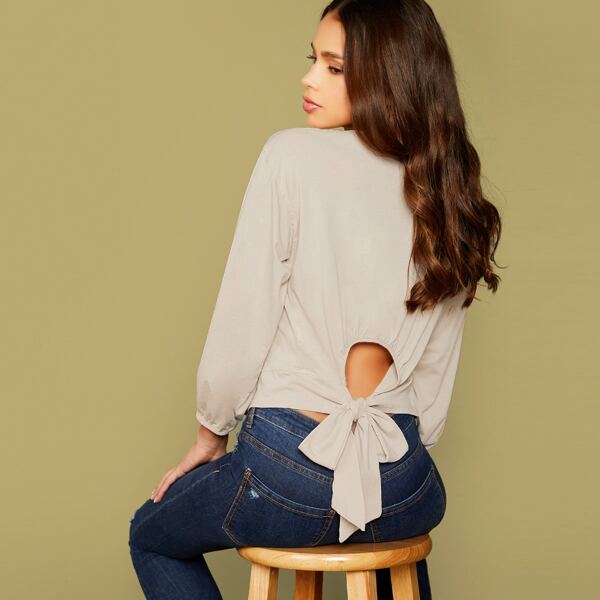 

Long Sleeve Back Tie T-Shirt