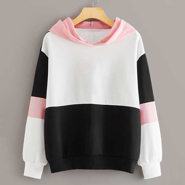 

Cut And Sew Hooded Sweatshirt, Multicolor