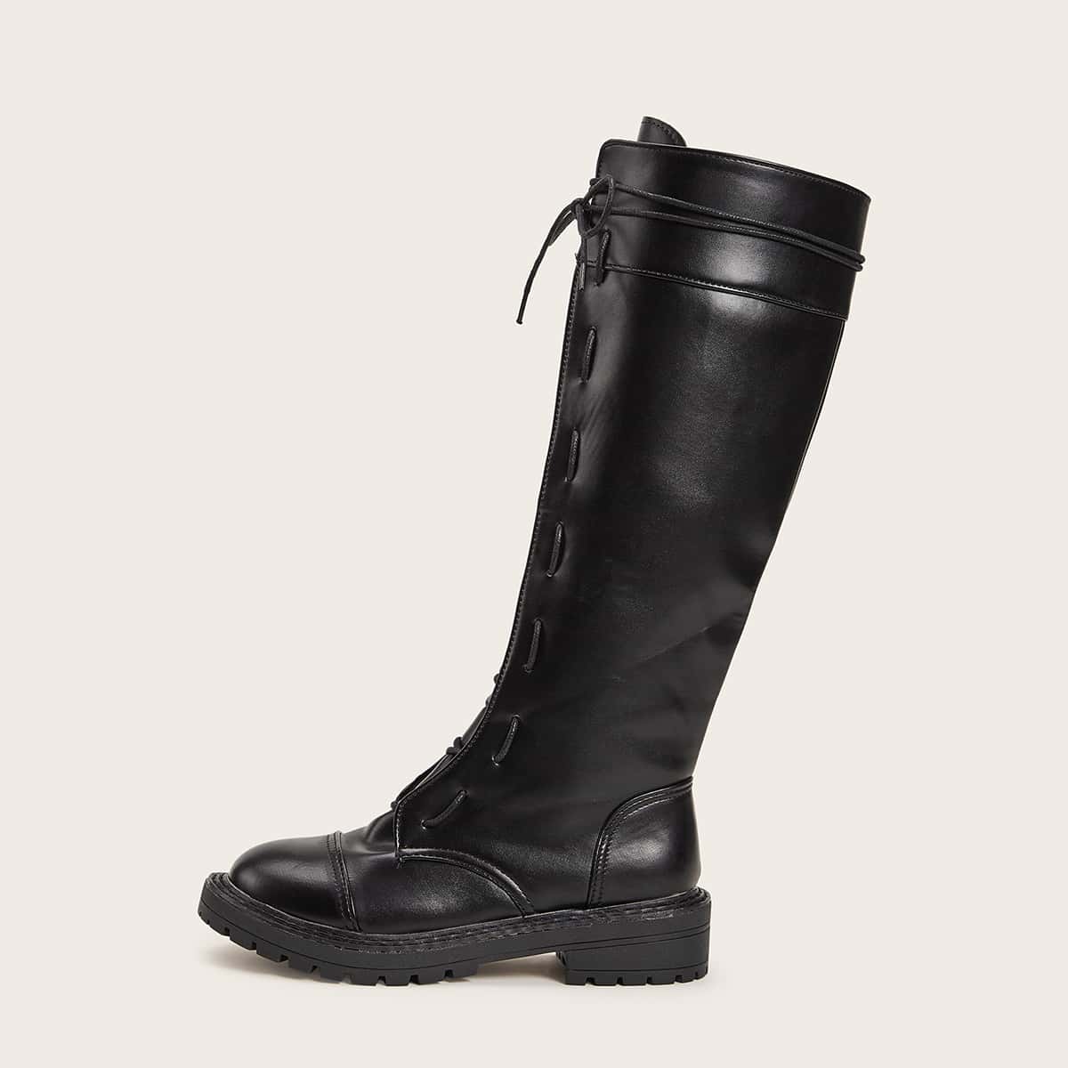 

Lace-Up Tall Boots, Black