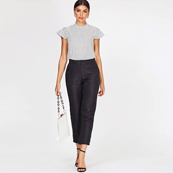 

Geo Jacquard Straight Leg Trousers, Black