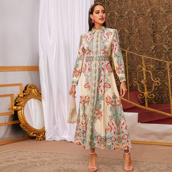 

Paisley Print Button Through Shirt Dress, Multicolor