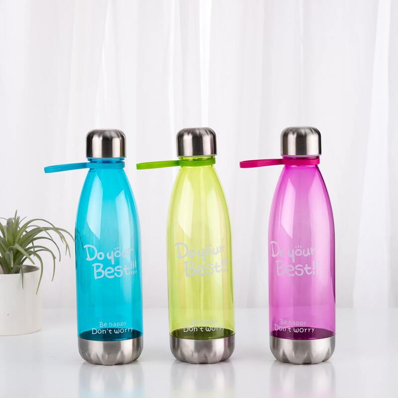 

1pc Slogan Print Plastic Water Bottle, Multicolor
