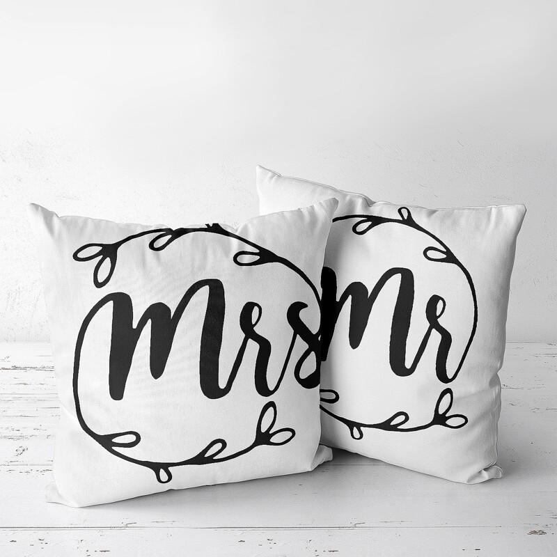 

1pc Letter Graphic Cushion Cover, White