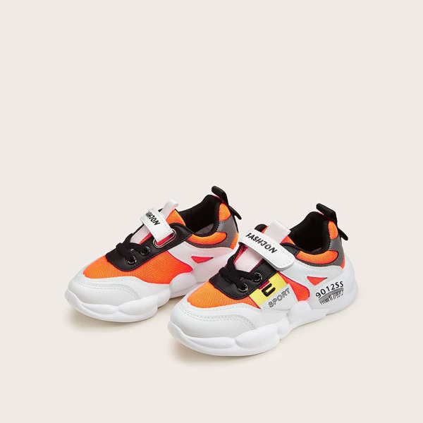 

Toddler Girls Letter Print Velcro Strap Chunky Sneakers, Multicolor
