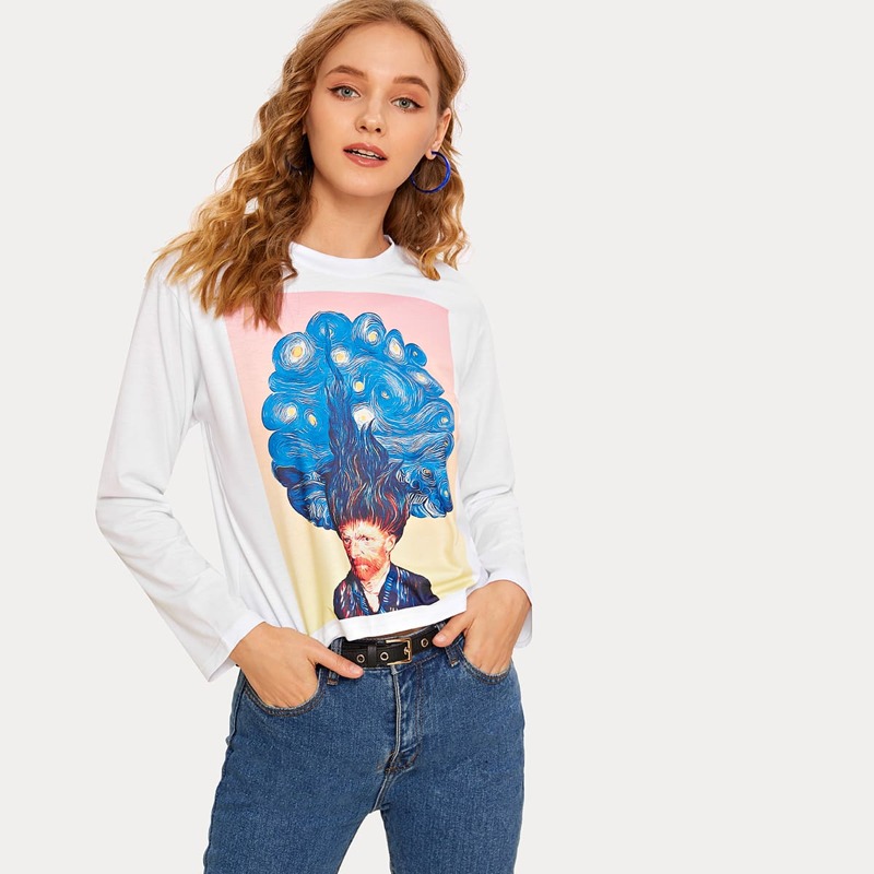 

Figure Graphic Long Sleeve Tee, White