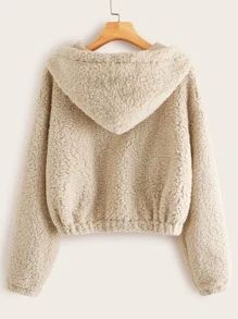 Jackets Dây kéo màu trơn Màu be Casual - Màu be - Xem 2