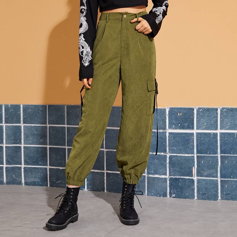 

Side Buckle Pocket Cargo Pants, Army green
