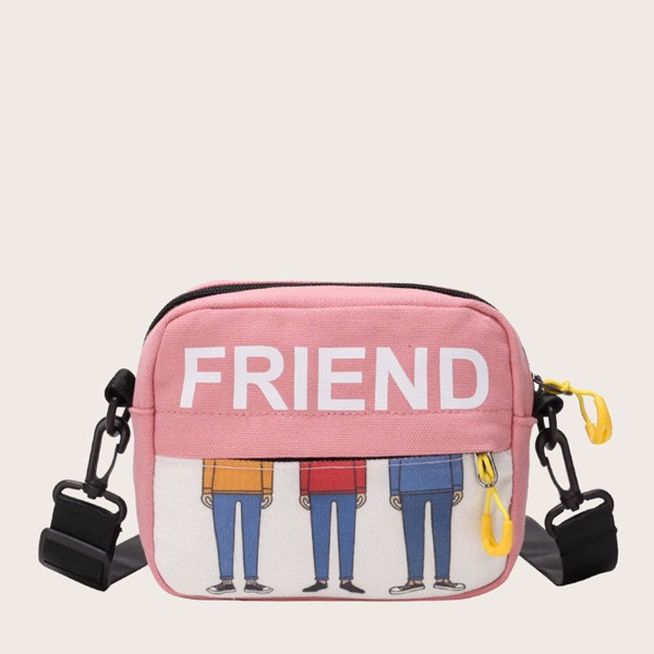 

Girls Letter Graphic Canvas Crossbody Bag