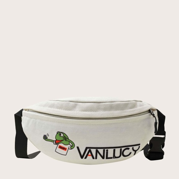 

Kids Frog Graphic Canvas Bum Bag, White