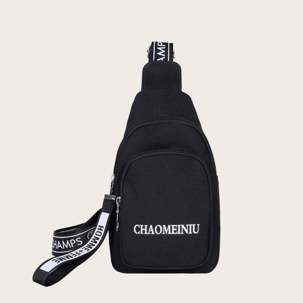 

Kids Letter Graphic Sling Bag, Black