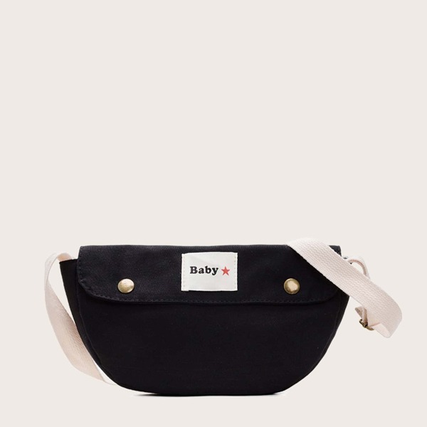 

Girls Letter Patch Decor Crossbody Bag, Black