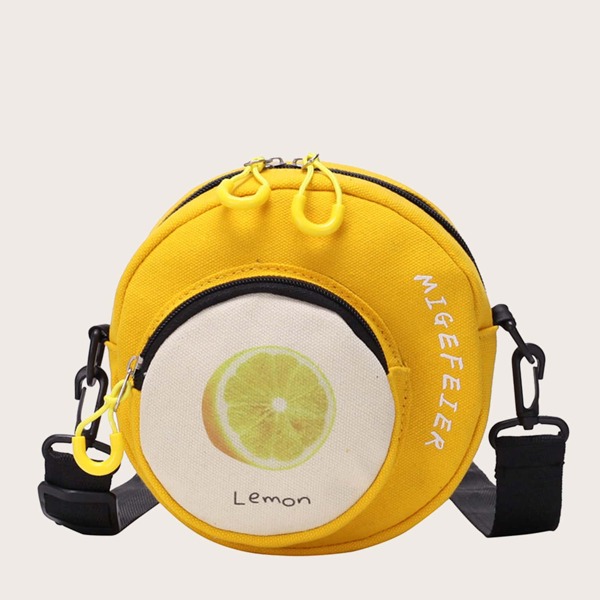 

Girls Fruit Design Round Shaped Crossbody Bag, Yellow