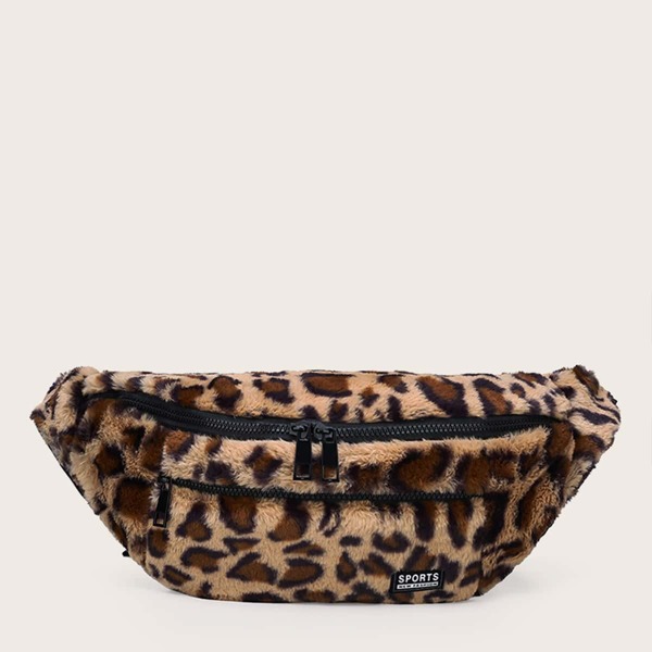 

Zip Front Leopard Fanny Pack, Brown