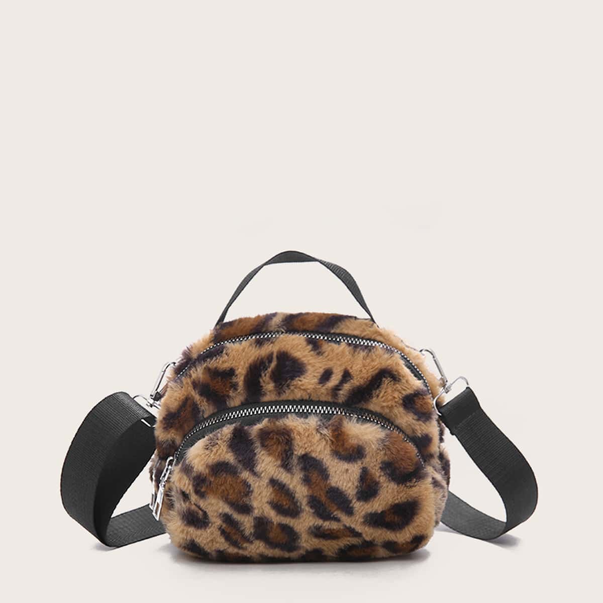 

Leopard Pocket Front Satchel Bag, Brown