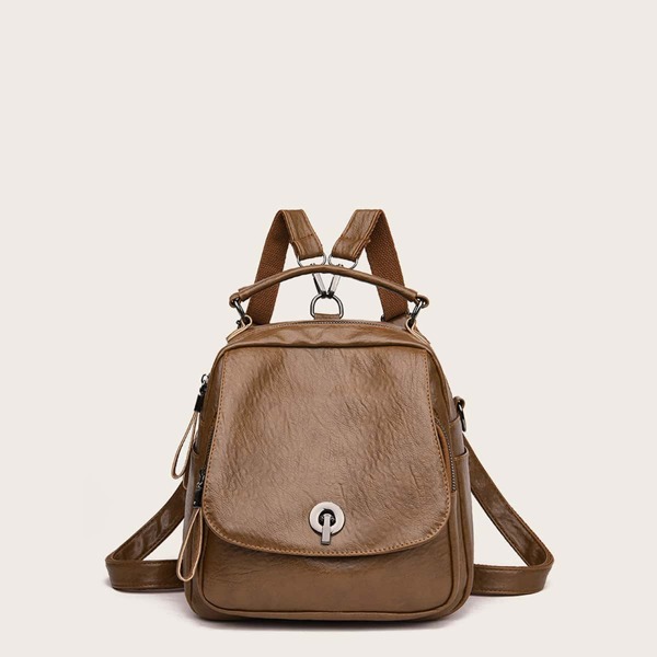 

Pocket Front Flap Backpack, Brown