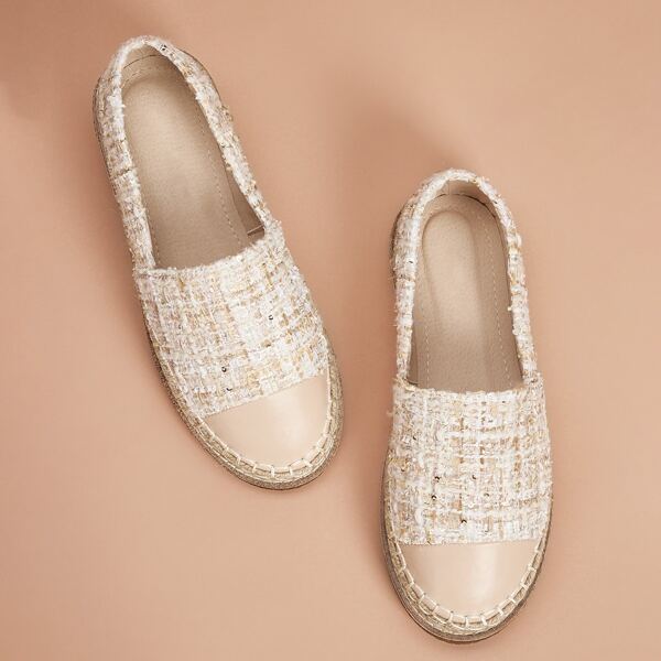 

Cap Toe Tweed Slip On Flats