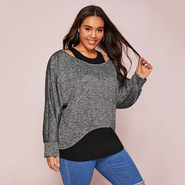 

Plus Space Dye 2 In 1 Tee, Grey