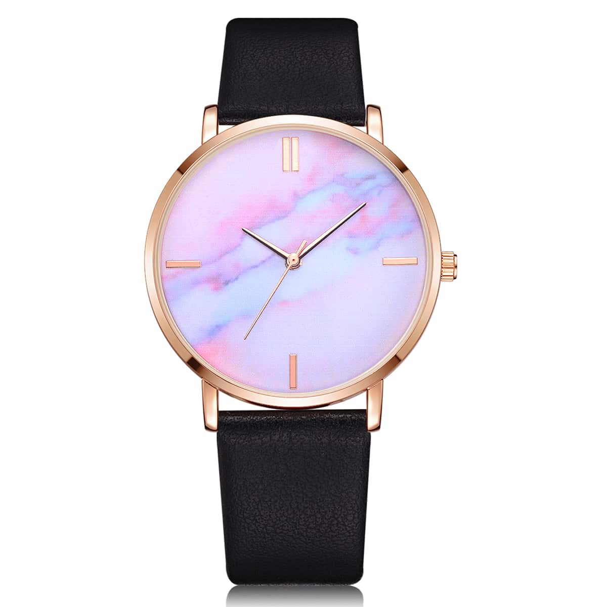 

PU Strap Marble Pattern Round Dail Quartz Watch