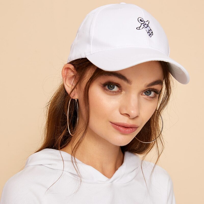 

Cute Astronaut Embroidered Baseball Cap, White