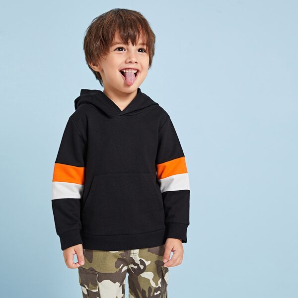 

Toddler Boys Contrast Panel Hooded Sweatshirt, Black