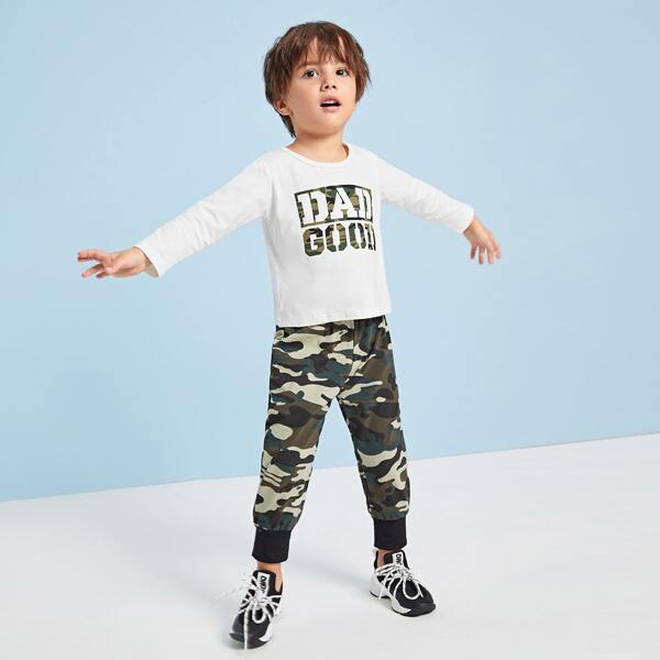 

Toddler Boys Letter And Camo Print Tee