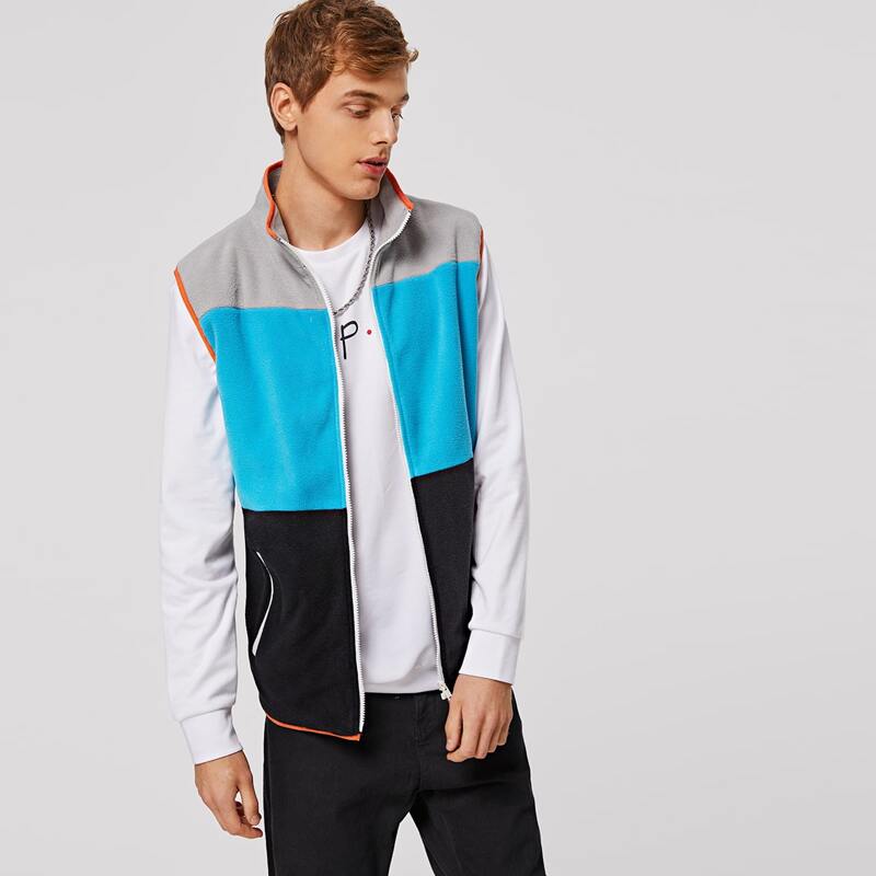 

Guys Colorblock Zipper Up Vest, Multicolor