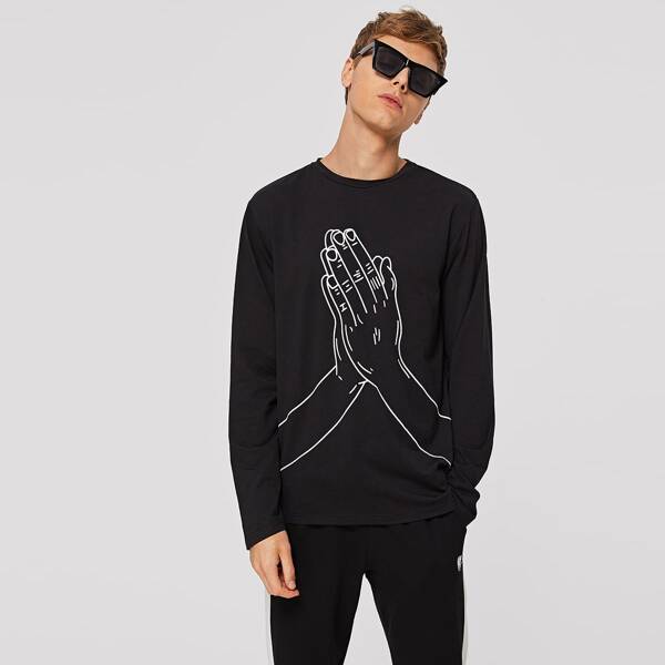 

Men Figure Print Tee, Black