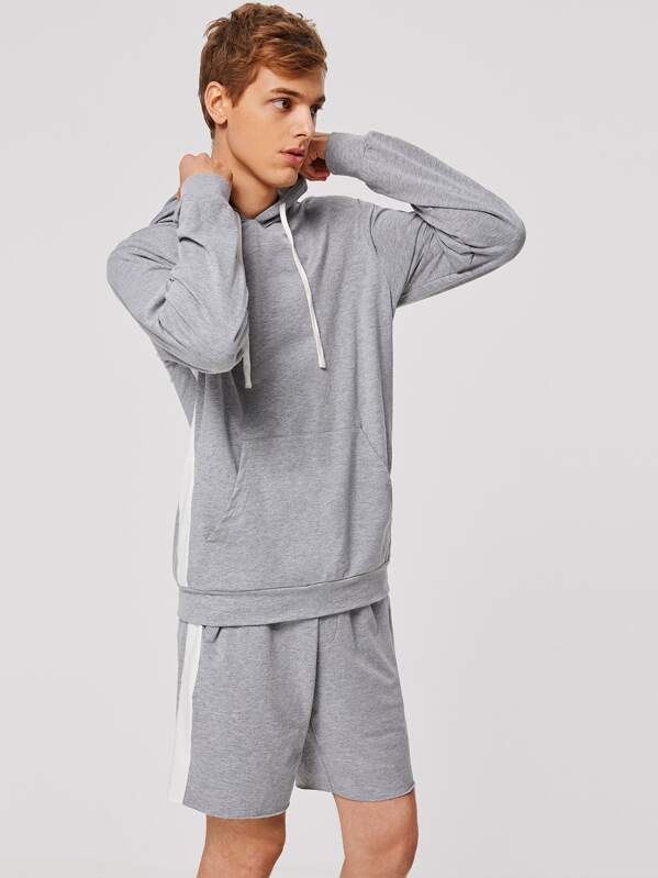 

Men Contrast Sideseam Hoodie and Shorts Set, Grey, Aaron