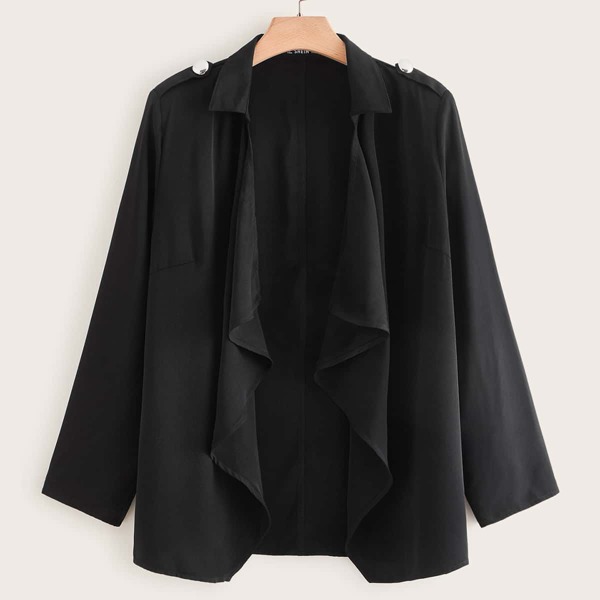 

Plus Solid Waterfall Coat, Black
