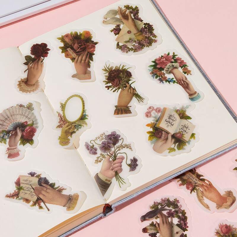 

50pcs Hand Bouquet Print Sticker