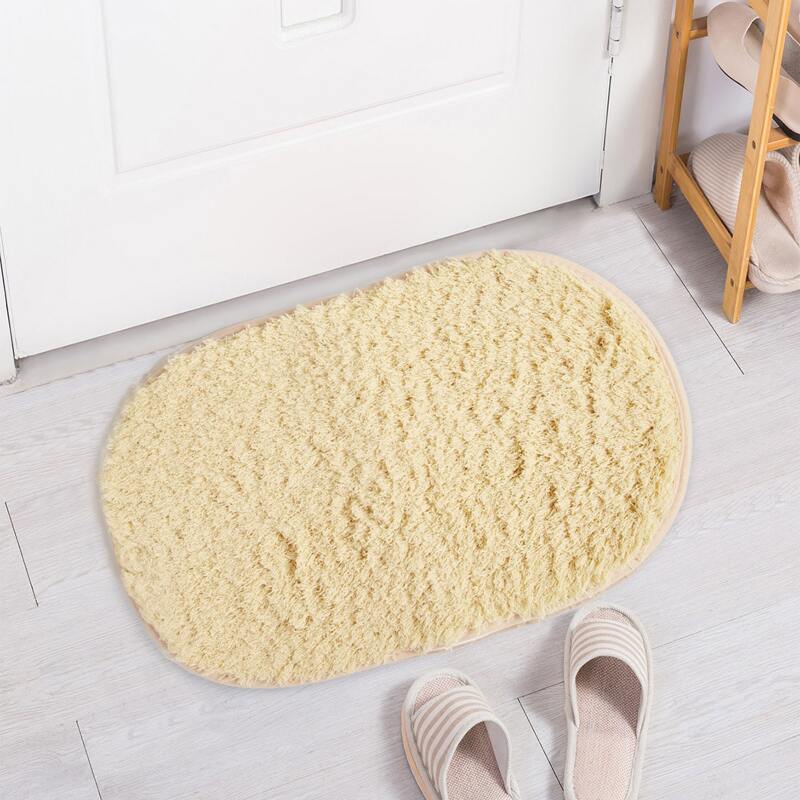 

1pc Plain Oval Absorbent Floor Mat, Multicolor